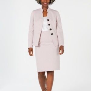LeSuit Stand Collar Skirt Suit Blush Multi - NWT